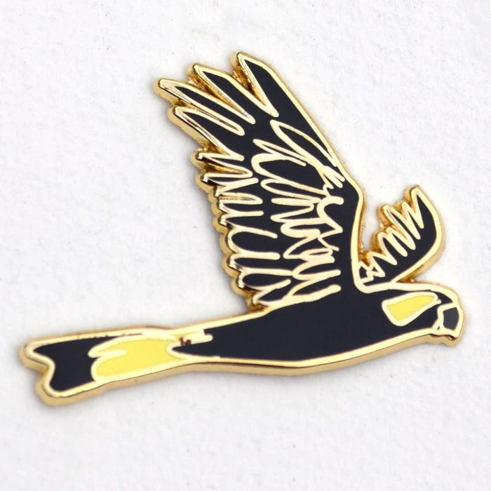 Bridget Farmer - Enamelled Lapel Pin - Yellow-tailed Cockatoo in Flight