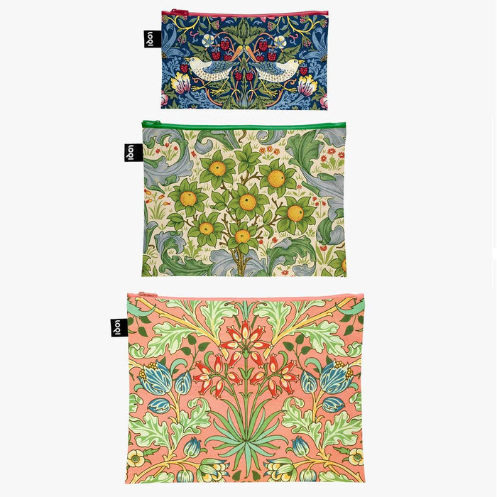 LOQI - Set of 3 Recycled Zip Pockets - William Morris