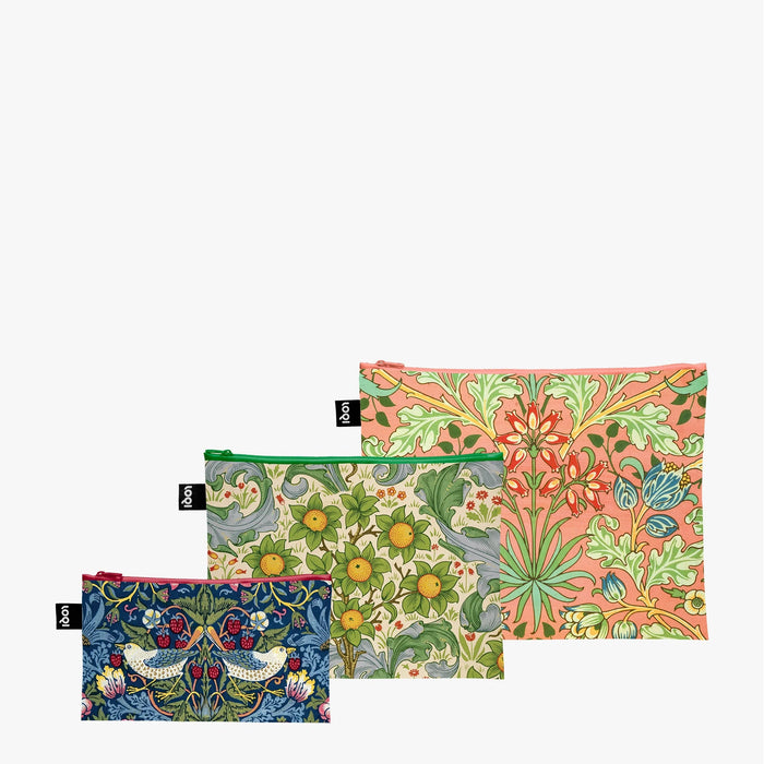 LOQI - Set of 3 Recycled Zip Pockets - William Morris