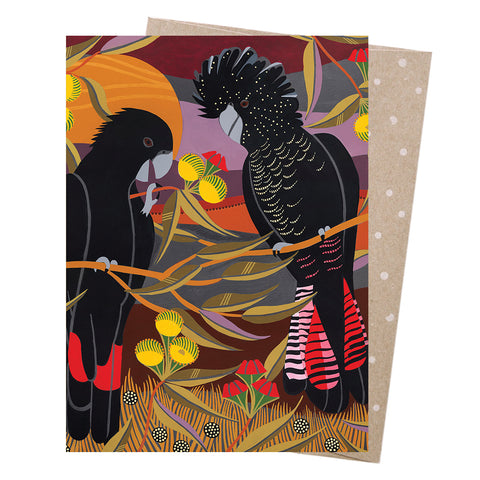 Helen Ansell - Greeting Card - Red Tailed Black Cockatoos