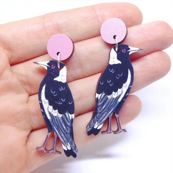Pixie Nut & Co - Wooden Earrings - Magpies