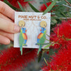 Pixie Nut & Co - Wooden Earrings - Rainbow Lorikeets