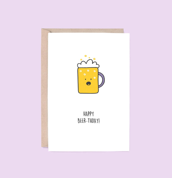 Hey Hunny - Funny Punny Birthday Card - Happy Beer-thday