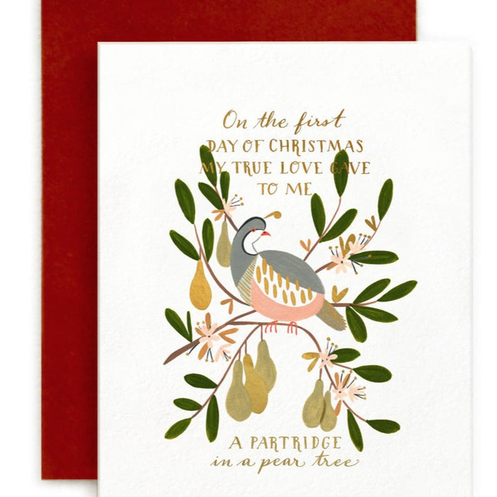 Bespoke Letterpress - Christmas Greeting Card - On the first day of Christmas