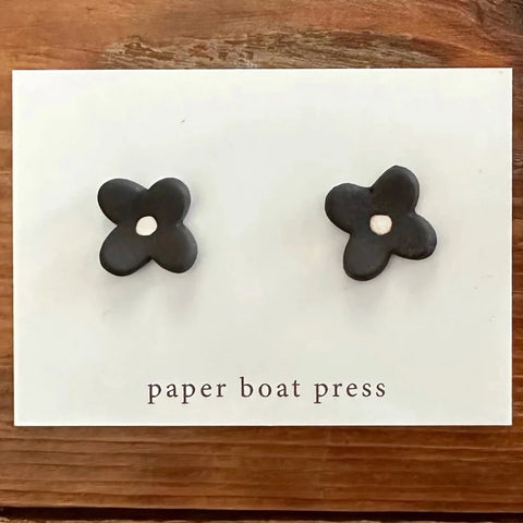 Paper Boat Press - Earthenware Four Petal Flower Studs