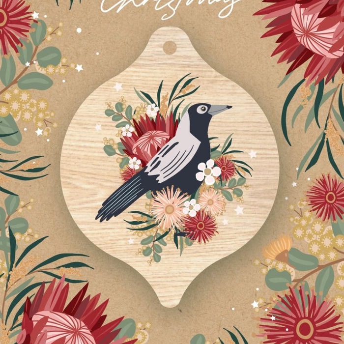Aero Images - Christmas Card with Wooden Bauble- Christie Williams - Magpie