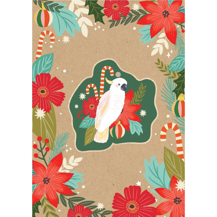 Aero Images - Christmas Card with Wooden Decoration - Christie Williams - Cockatoo