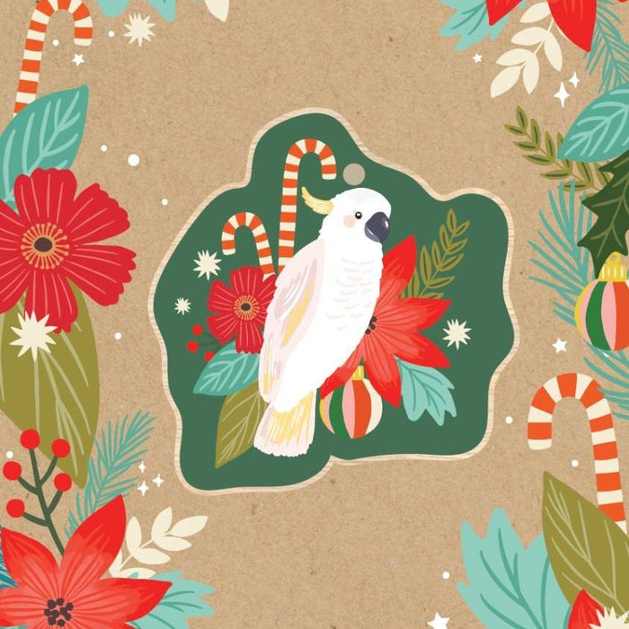 Aero Images - Christmas Card with Wooden Decoration - Christie Williams - Cockatoo