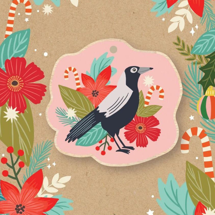 Aero Images - Christmas Card with Wooden Decoration - Christie Williams - Magpie