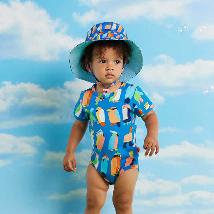 Halcyon Nights - Baby Sun Hat - Flamin' Galahs Blue
