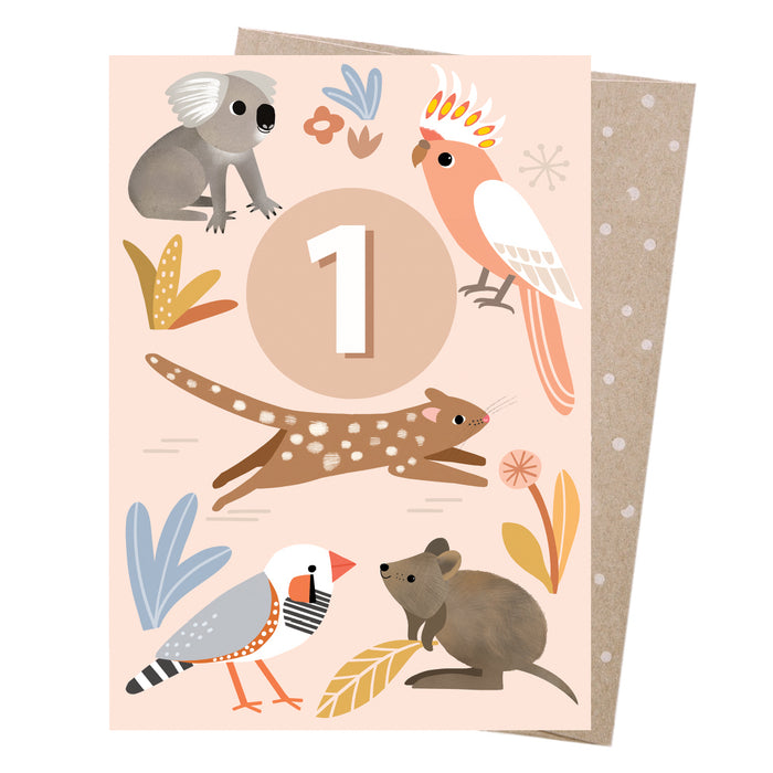Sarah Allen - Children's Birthday Card - Age 1 - Friends Have Fun