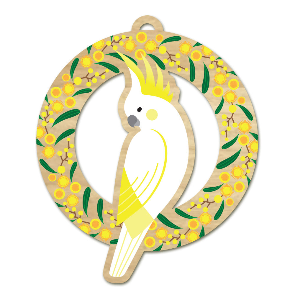Go Do Good - Christmas Bird on Wreath Ornament - Cockatoo