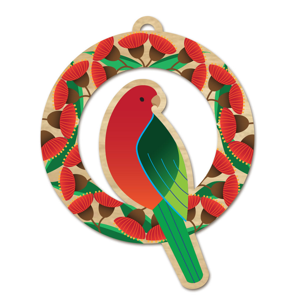 Go Do Good - Christmas Bird on Wreath Ornament - King Parrot