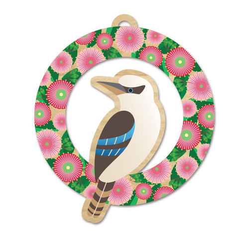Go Do Good - Christmas Bird on Wreath Ornament - Kookaburra
