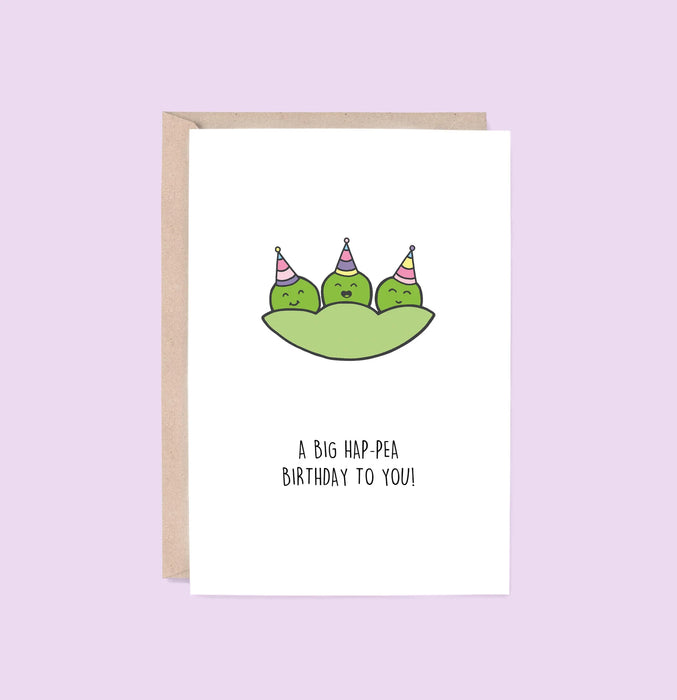 Hey Hunny - Funny Punny Birthday Card - Hap-Pea Birthday