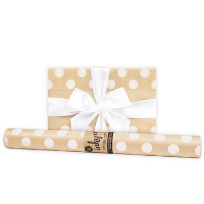 Inky Co - Kraft Roll Wrap - Large White Dot