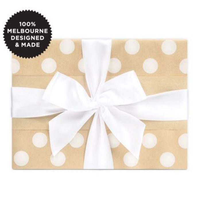 Inky Co - Kraft Roll Wrap - Large White Dot