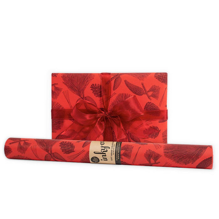 Inky Co - Christmas Matte Roll Wrap - Mighty Pine - Red 10m