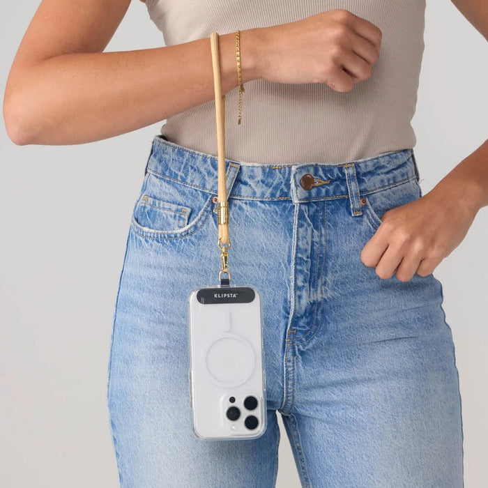 Klipsta - Loop Phone Wrist Strap - Tan & Gold