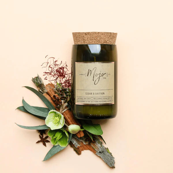 Mojo Candle Co - Wine Bottle Candle - Cedar & Saffron