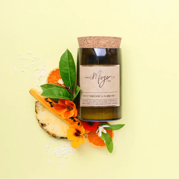 Mojo Candle Co - Wine Bottle Candle - Sweet Tangerine & Island Fruits