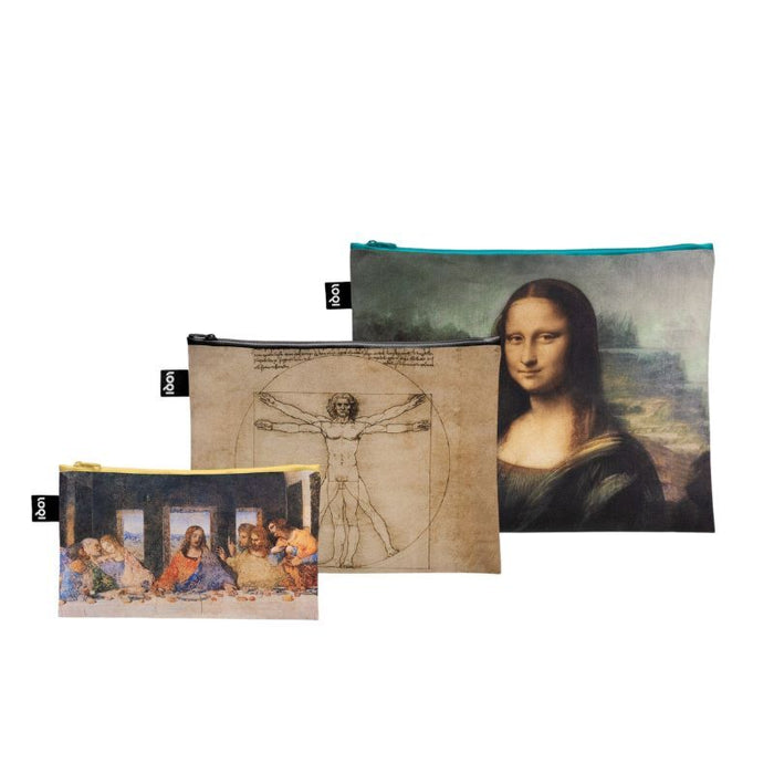 LOQI - Set of 3 Recycled Zip Pockets -Leonardo da Vinci