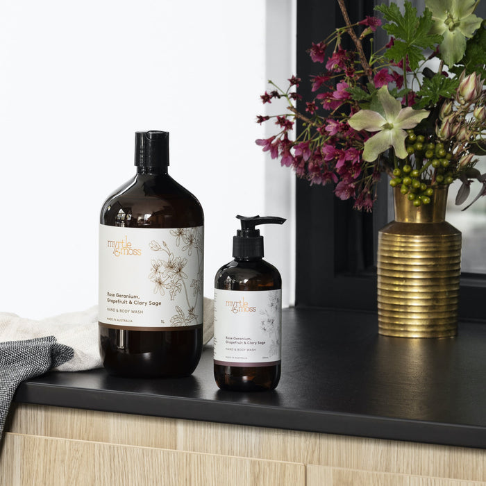 Myrtle & Moss - Hand & Body Wash - Rose Geranium, Grapefruit & Clary Sage