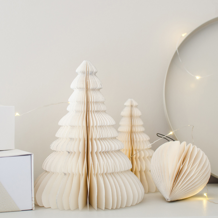 Nordic Rooms - Standing Tree - Off White with Silver Glitter Edge