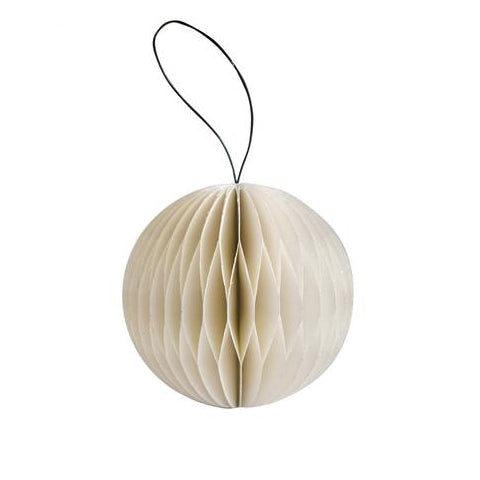 Nordic Rooms - Paper Ornament with Silver Glitter - Sphere - Off White