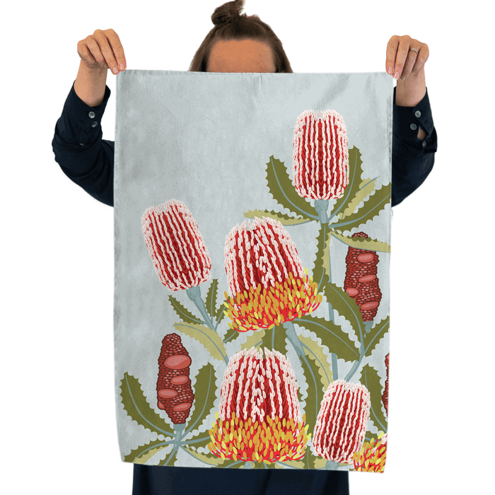 Print Sisters - Recycled Microfibre Tea Towel - Firewood Banksia