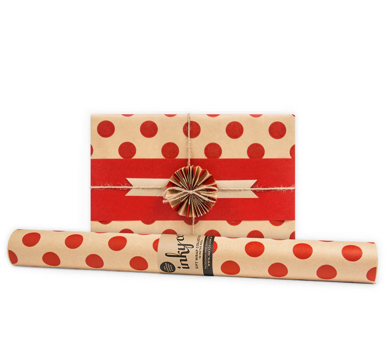 Inky Co - Kraft Roll Wrap - Large Red Dot
