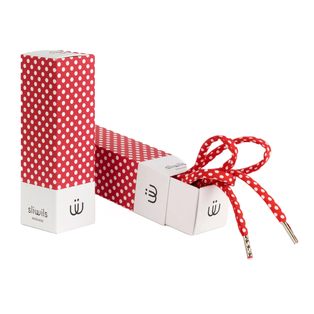 SLIWILS - Shoelaces - Dots - White on Red