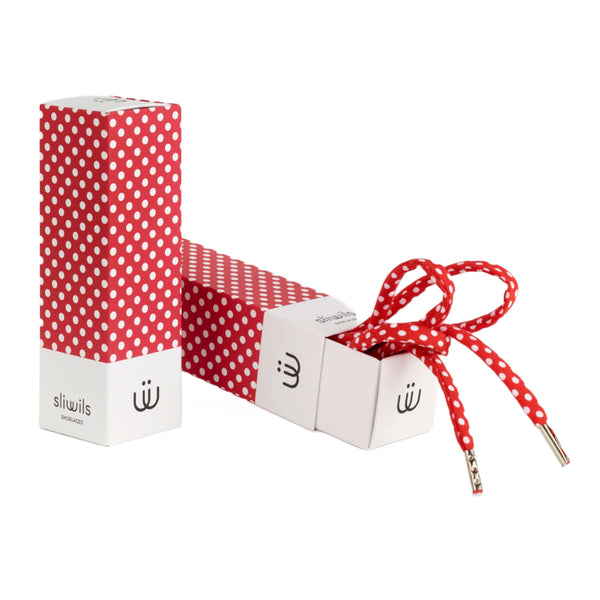 SLIWILS - Shoelaces - Dots - White on Red