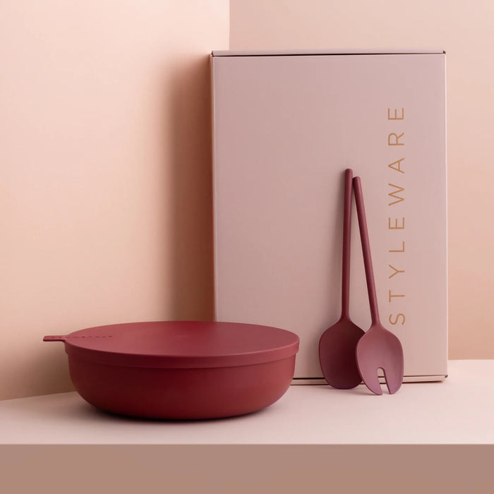 Styleware - Entertainer Gift Pack - Salad Bowl & Servers - Merlot