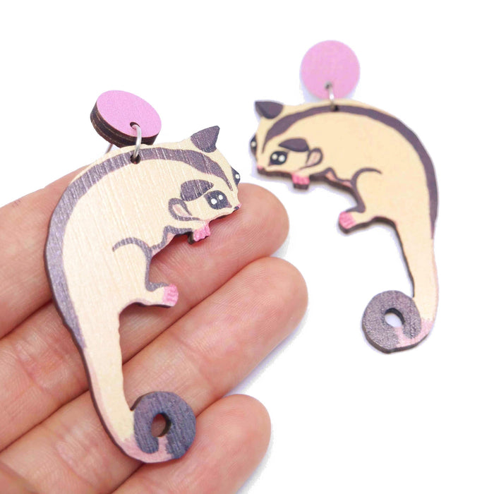 Pixie Nut & Co - Wooden Earrings - Sugar Gliders