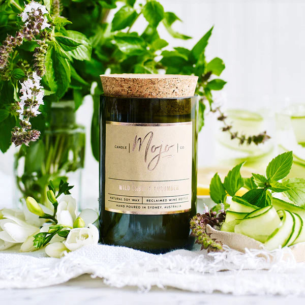 Mojo Candle Co - Wine Bottle Candle - Wild Basil & Cucumber