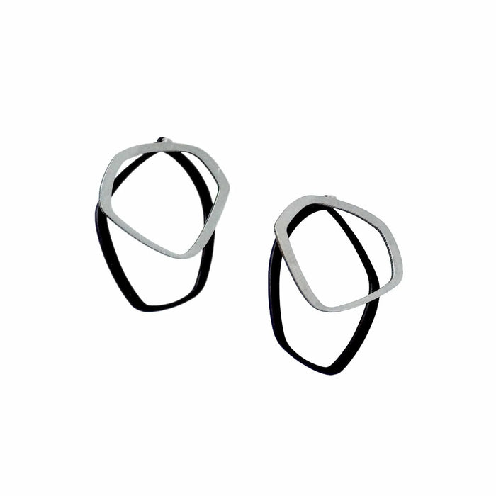 inSync Design - Small Stud Earrings - Black & Stainless Steel