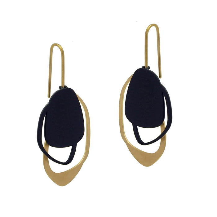 inSync Design - Stone Earrings - Black & Gold Plated