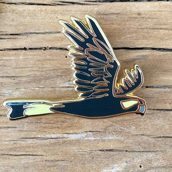 Bridget Farmer - Enamelled Lapel Pin - Yellow-tailed Cockatoo in Flight