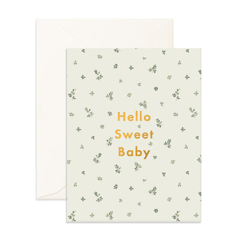 Fox & Fallow - New Baby Card - Sweet Baby Broderie