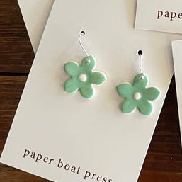 Paper Boat Press - Ceramic Flower Hanging Earrings