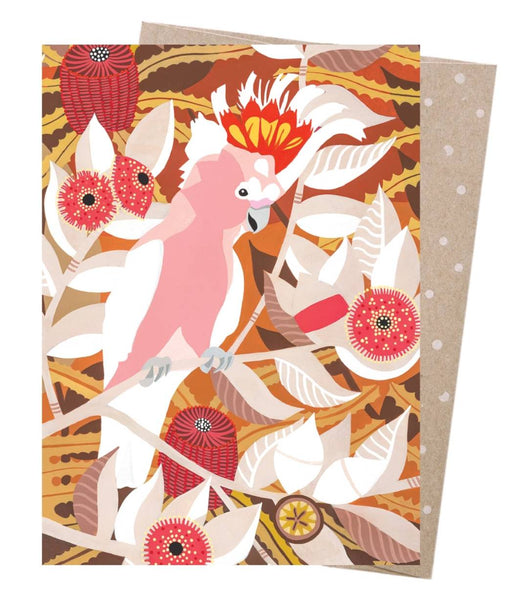Helen Ansell - Greeting Card - Pink Cockatoo & Macrocarpa