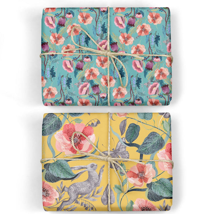 Bespoke Letterpress - Double Sided Gift Wrap - Hare & Butterfly