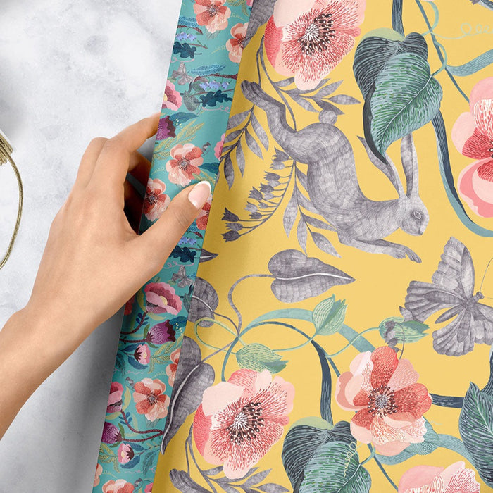 Bespoke Letterpress - Double Sided Gift Wrap - Hare & Butterfly