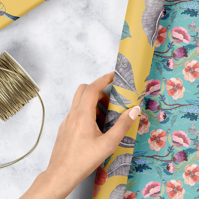 Bespoke Letterpress - Double Sided Gift Wrap - Hare & Butterfly