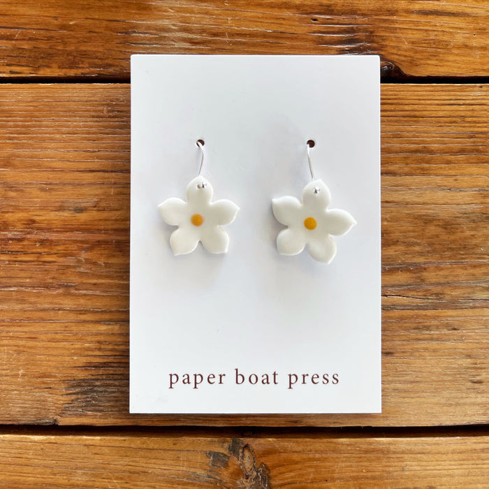 Paper Boat Press - Ceramic Flower Hanging Earrings