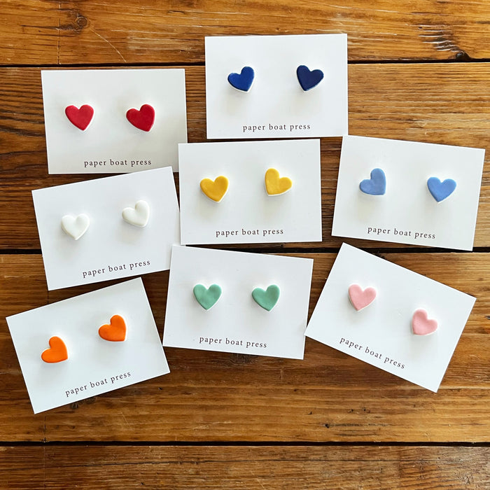 Paper Boat Press - Ceramic Heart Studs
