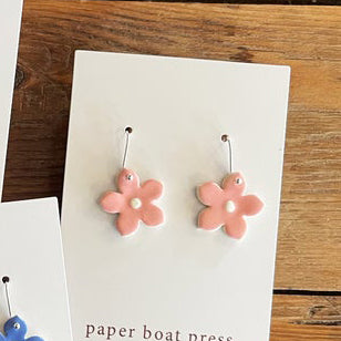 Paper Boat Press - Ceramic Flower Hanging Earrings