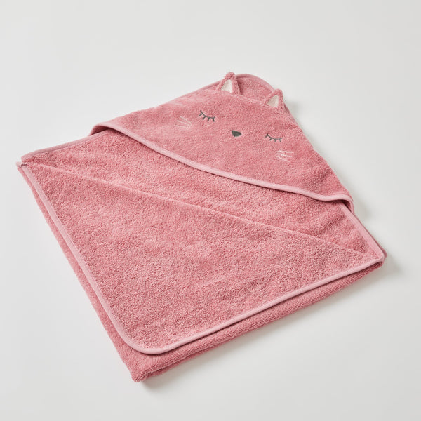 Nordic Kids - Hooded Towel - Fleur the Cat - Dusty Rose
