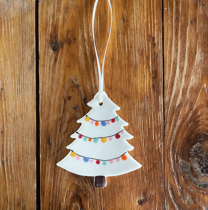 Paper Boat Press - Ceramic Christmas Ornament - Tree with Lights